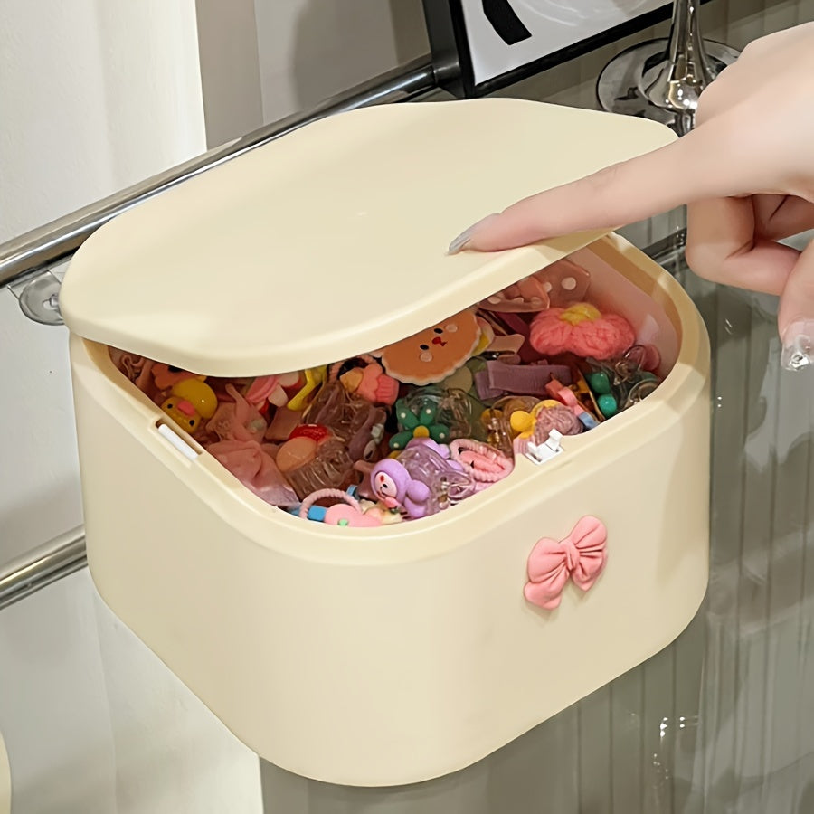 Hair Accessories Organizer for Girls, Hair Tie Headband Storage Box for Bows, and Swab Organization Bathroom Containers