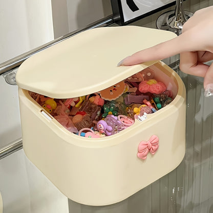 Hair Accessories Organizer for Girls, Hair Tie Headband Storage Box for Bows, and Swab Organization Bathroom Containers