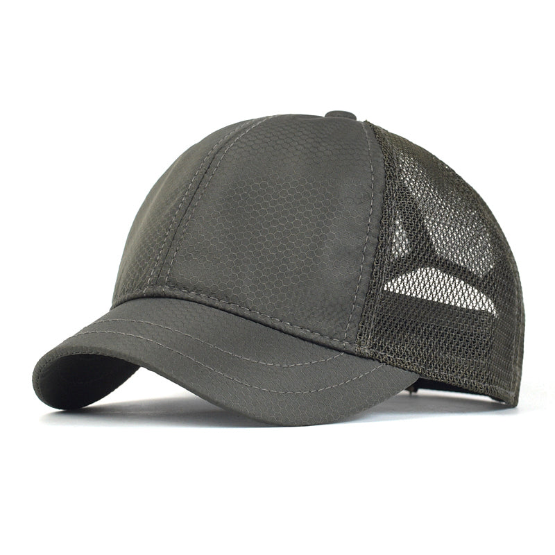 Adjustable Solid Trucker Style Low Profile Caps, Summer Mesh Short Brim Baseball Cap Men Women Breathable Hat