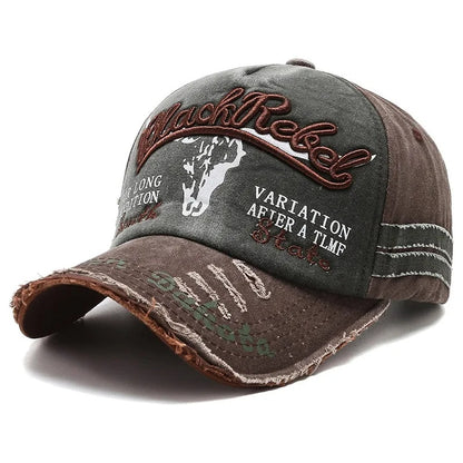 Vintage Washed Cotton Baseball Cap, Unisex Letter Embroidery Hat, Cow Head Pattern Men Women Outdoor Sports Cap