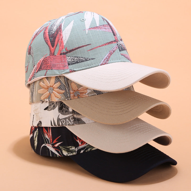 Leaves Printed Baseball Caps for Men Women, Cotton Adjustable Fashion Sun Visor Hat, Unisex Outdoor Summer Cap