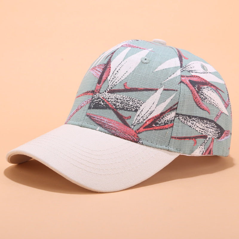 Leaves Printed Baseball Caps for Men Women, Cotton Adjustable Fashion Sun Visor Hat, Unisex Outdoor Summer Cap