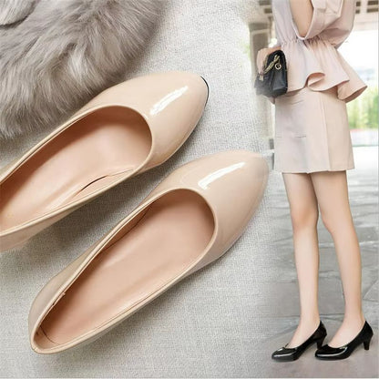 SilkStride Nude Mid Heel Pumps  Comfortable Office And Wedding Guest Heels 2