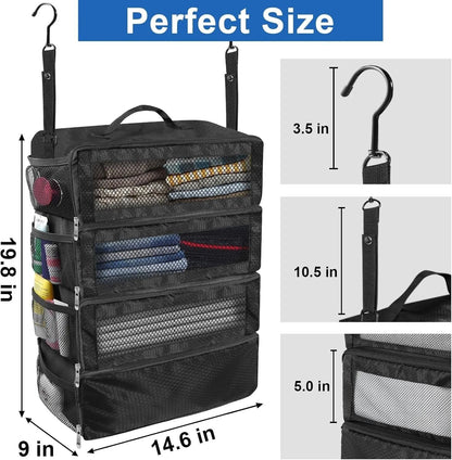 High Capacity Travel Luggage Organizer With Hanging Shelves And Collapsible Storage 2