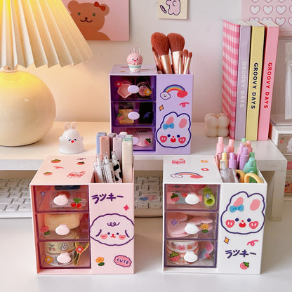 Cute Cartoon Storage Box, Style Multifunctional Desktop Organizer for Student Stationery Supplies