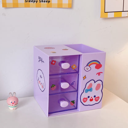 Cute Cartoon Storage Box, Style Multifunctional Desktop Organizer for Student Stationery Supplies