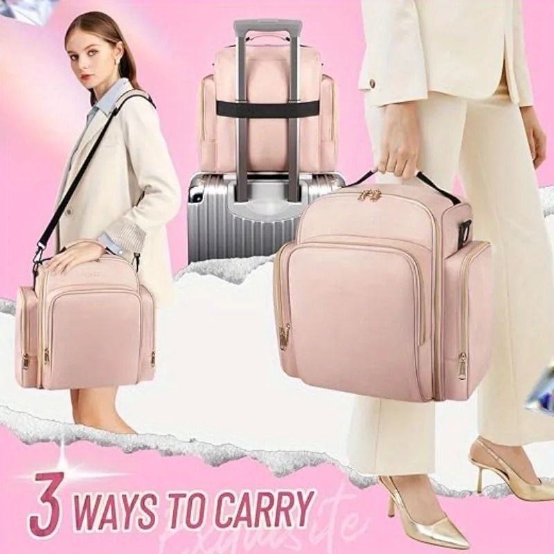 Large Travel Makeup Bag Organizer With Removable Cases And Jewelry Storage Roll 1