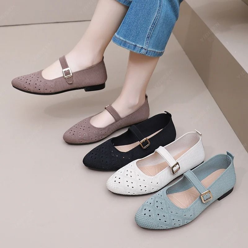 Comfort Knit Pointed Toe Ballet Flats Lightweight Breathable Slip On Loafers for Everyday Wear