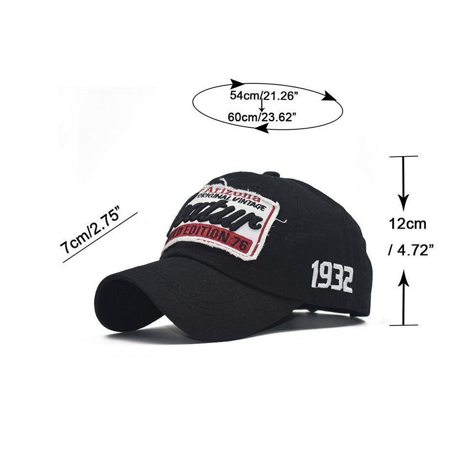 Summer Cotton Baseball Cap for Men and Women, Letter Embroidery Snapback, Adjustable Outdoor Casual Fashion Hat