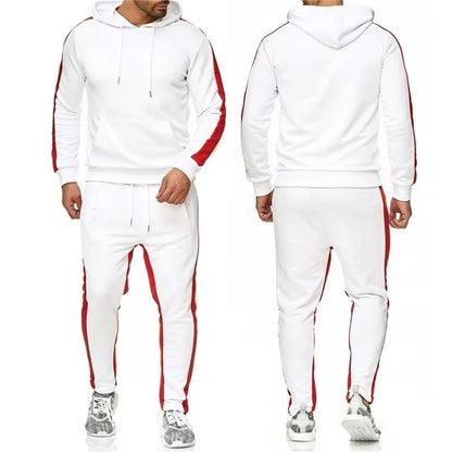 Mens Color Block Winter Tracksuit  Warm Breathable 2Piece Sportswear Set 6