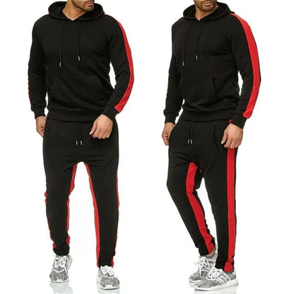 Mens Color Block Winter Tracksuit  Warm Breathable 2Piece Sportswear Set 7