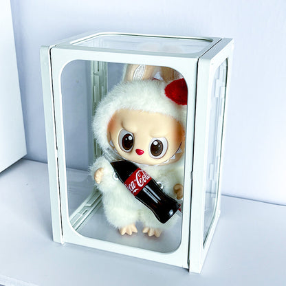 Labubu Display Box Glass Vinyl Doll Storage Case Handmade Transparent Display For Cotton Dolls Desk 6