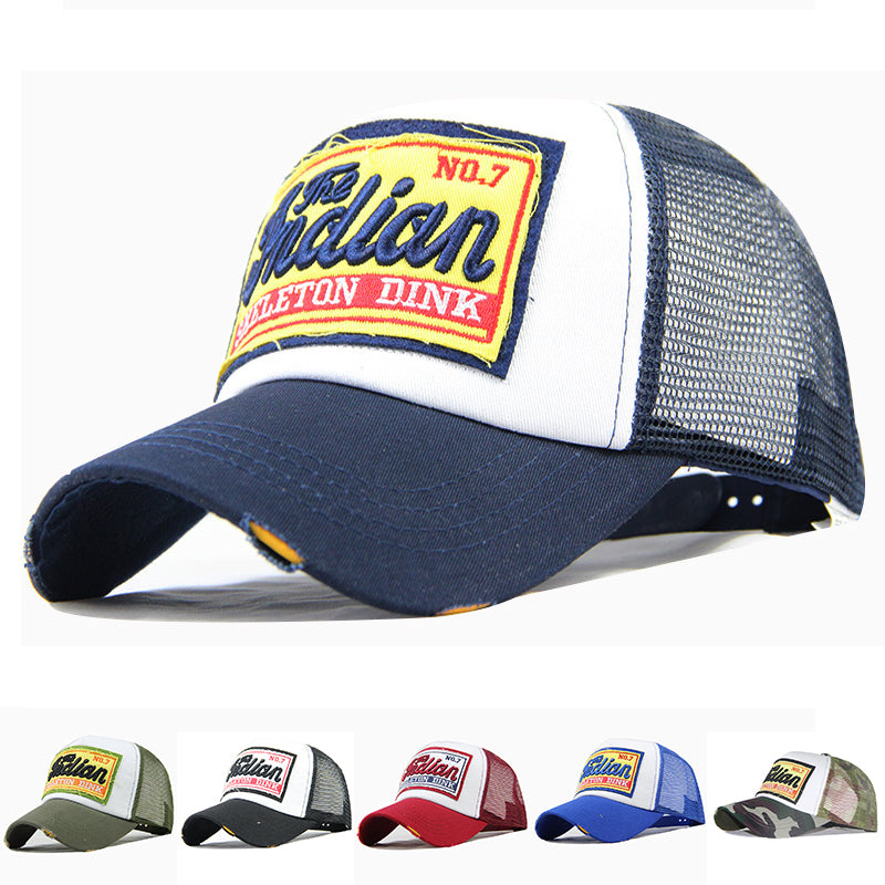 Skeleton Dink Summer Breathable Mesh Baseball Cap for Men Women, Stylish Letter Embroidery Snapback, Unisex Trucker Hat