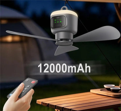 Portable Ceiling Fan Rechargeable Air Circulator with LED Light and Remote Control