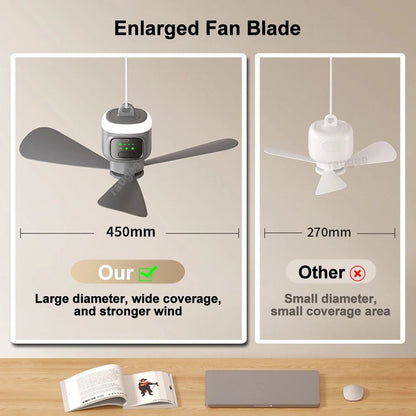 Portable Ceiling Fan Rechargeable Air Circulator With LED Light And Remote Control 1