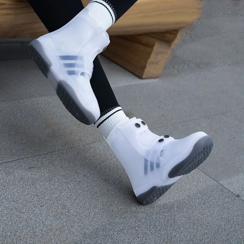 Two Tone Waterproof Shoe Covers Washable Anti Skid Durable Overshoes with Button