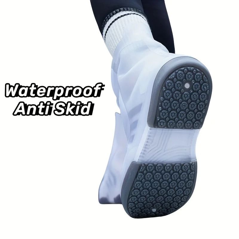 Two Tone Waterproof Shoe Covers Washable Anti Skid Durable Overshoes With Button 3