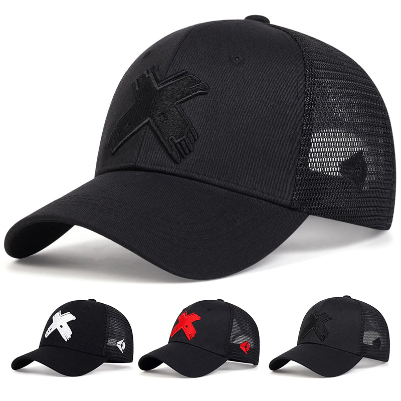 Spring Summer Outdoor Adjustable Casual Hats, Unisex X Letter Embroidery Baseball Net Caps, Sports Golf Sunscreen Cap