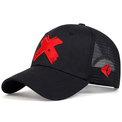 Spring Summer Outdoor Adjustable Casual Hats, Unisex X Letter Embroidery Baseball Net Caps, Sports Golf Sunscreen Cap