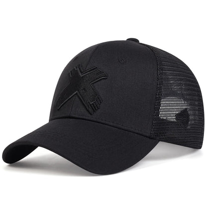 Spring Summer Outdoor Adjustable Casual Hats, Unisex X Letter Embroidery Baseball Net Caps, Sports Golf Sunscreen Cap