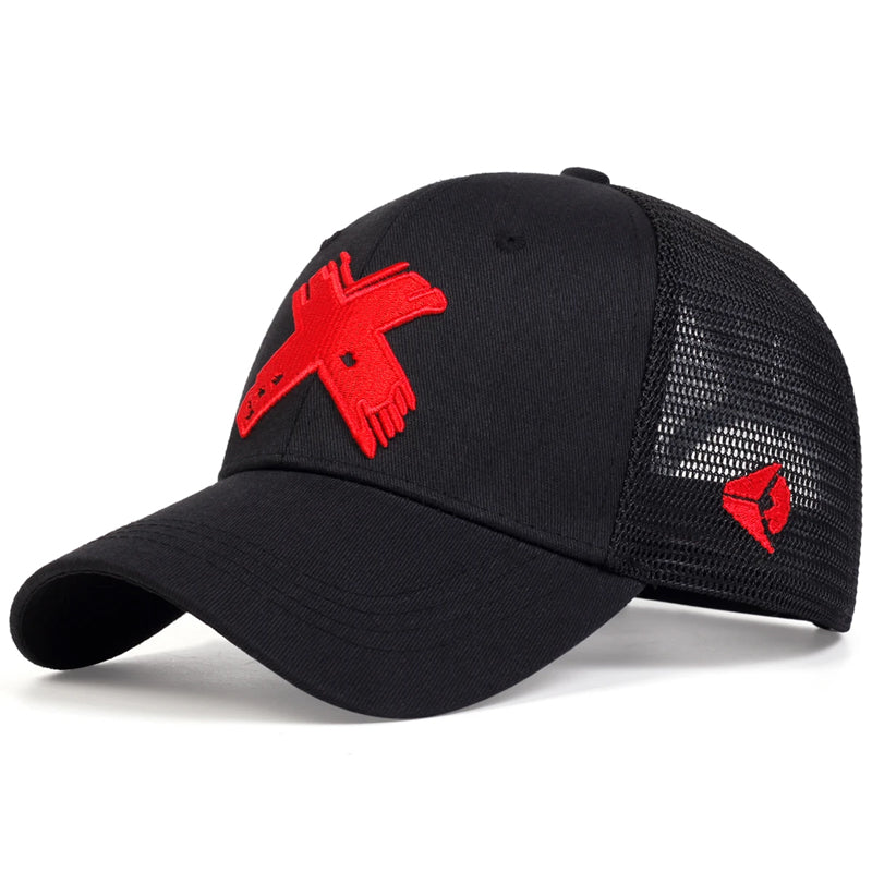 Spring Summer Outdoor Adjustable Casual Hats, Unisex X Letter Embroidery Baseball Net Caps, Sports Golf Sunscreen Cap