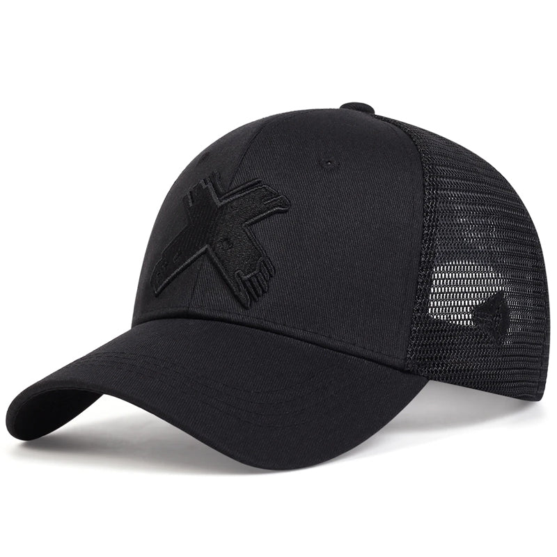 Spring Summer Outdoor Adjustable Casual Hats, Unisex X Letter Embroidery Baseball Net Caps, Sports Golf Sunscreen Cap
