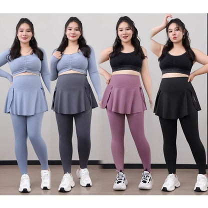 Plus Size High Waisted Skirt Leggings With Pockets For Yoga And Gym 2