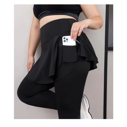 Plus Size High Waisted Skirt Leggings With Pockets For Yoga And Gym 3