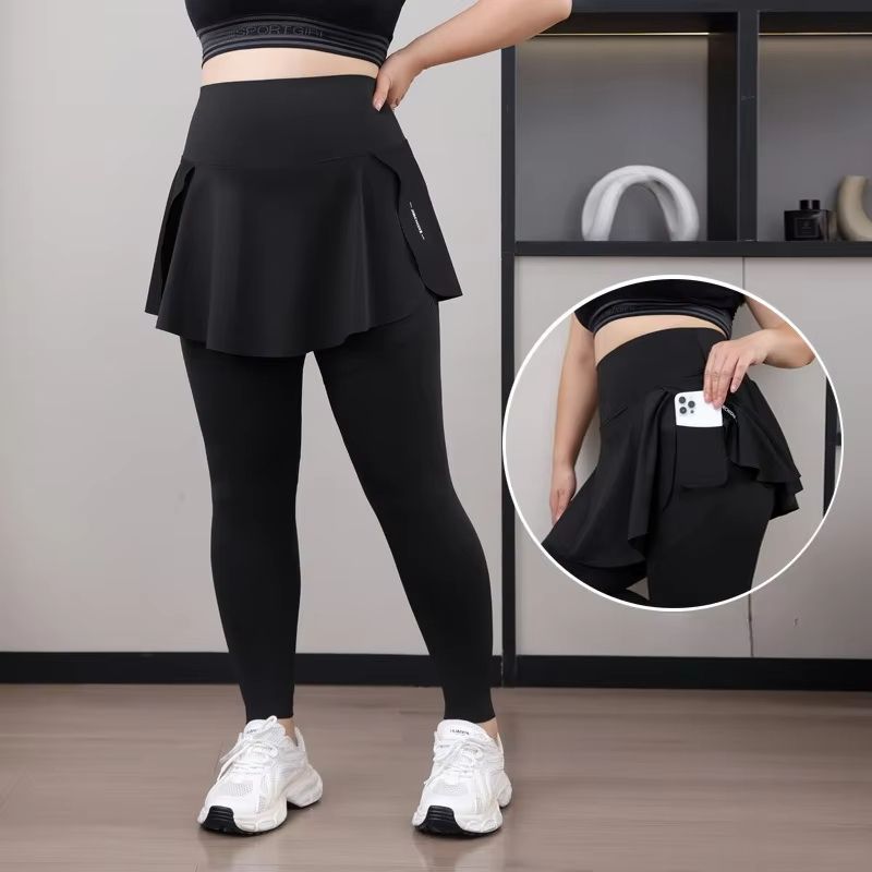 Plus Size High Waisted Skirt Leggings With Pockets For Yoga And Gym 6