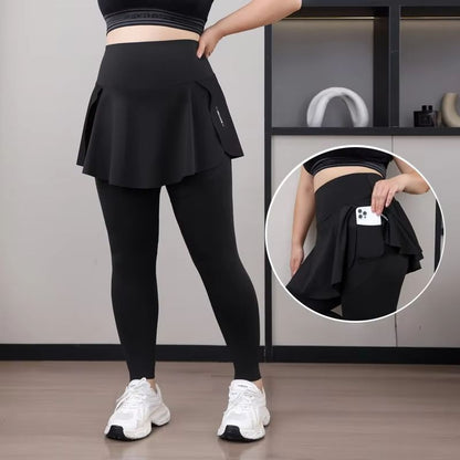Plus Size High Waisted Skirt Leggings With Pockets For Yoga And Gym 6