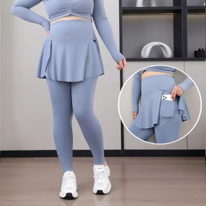 Plus Size High Waisted Skirt Leggings With Pockets For Yoga And Gym 7