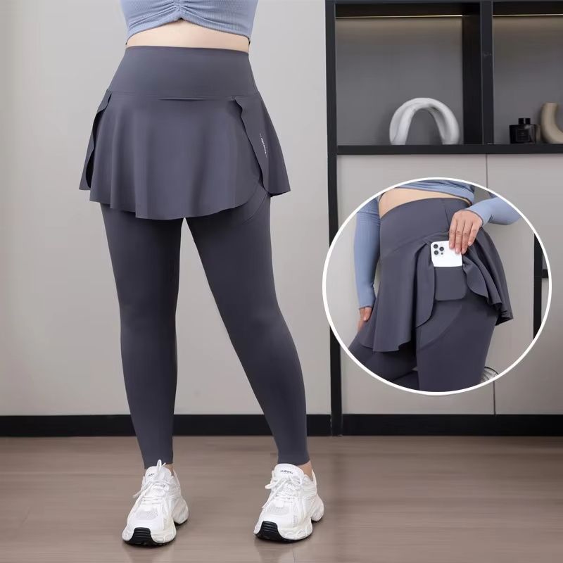 Plus Size High Waisted Skirt Leggings With Pockets For Yoga And Gym 8