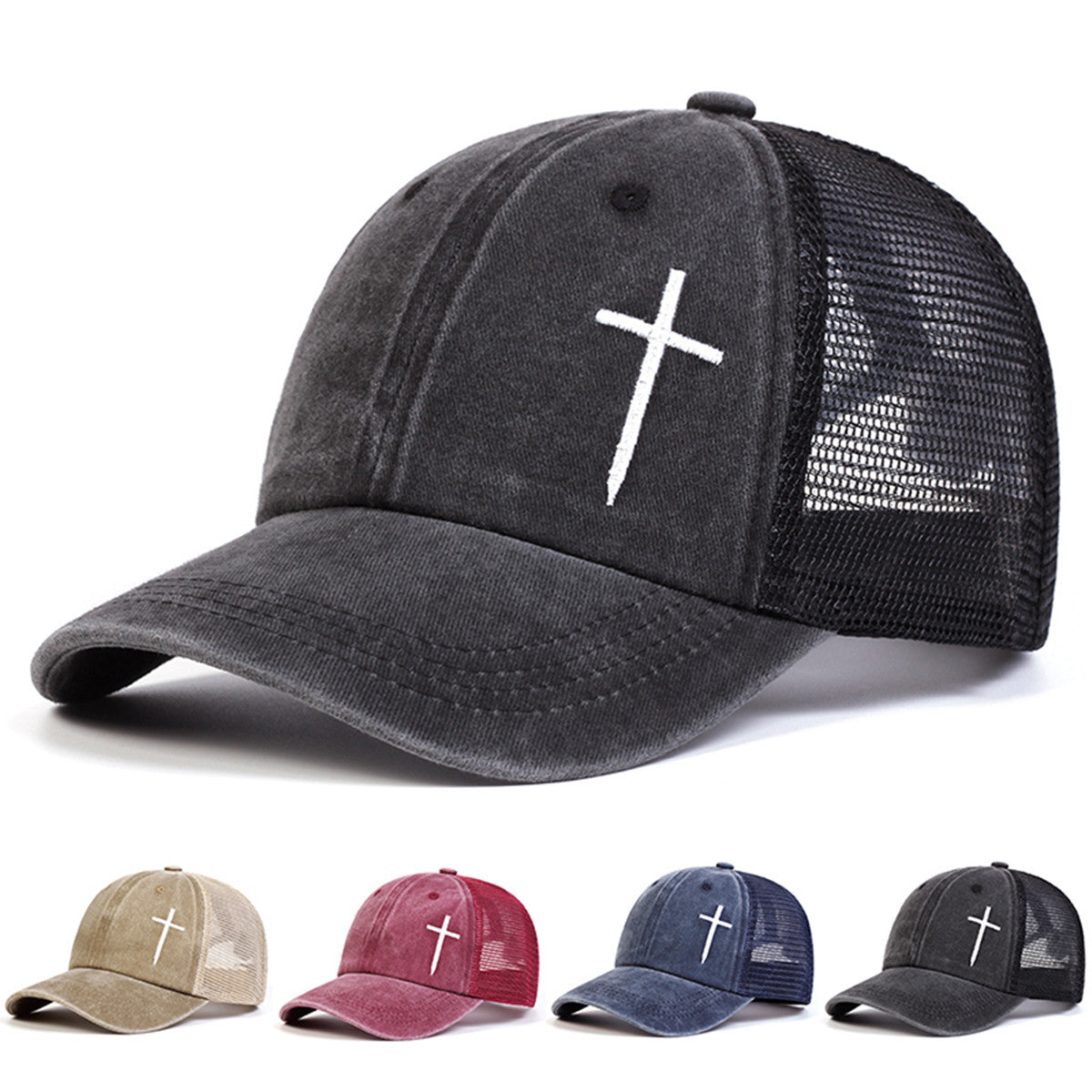 Fashion Faith Embroidery Baseball Cap, Cotton Snapback Hat Unisex, Men Women Hip Hop Trucker Caps for Spring Summer