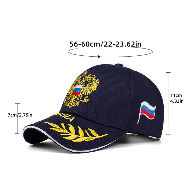 Russian National Emblem Embroidery Baseball Cap Cotton, Adjustable Snapback Outdoor Visor Hat for Men Women Unisex