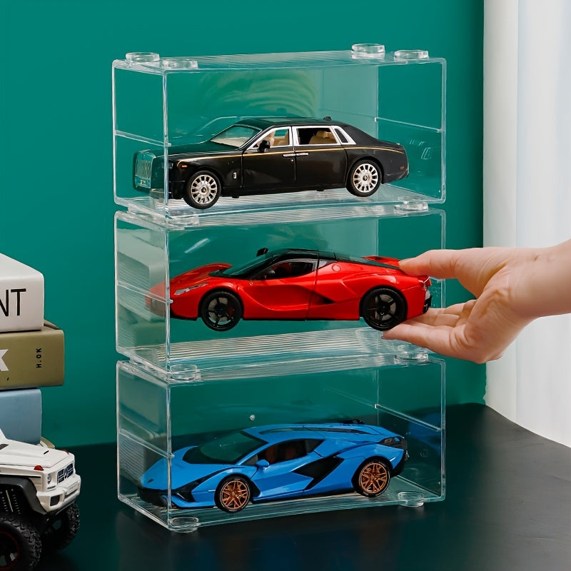 Car Model Display Box, Transparent Stackable Storage Rack for Diecast Cars Model Storage Cabinet with Clear View