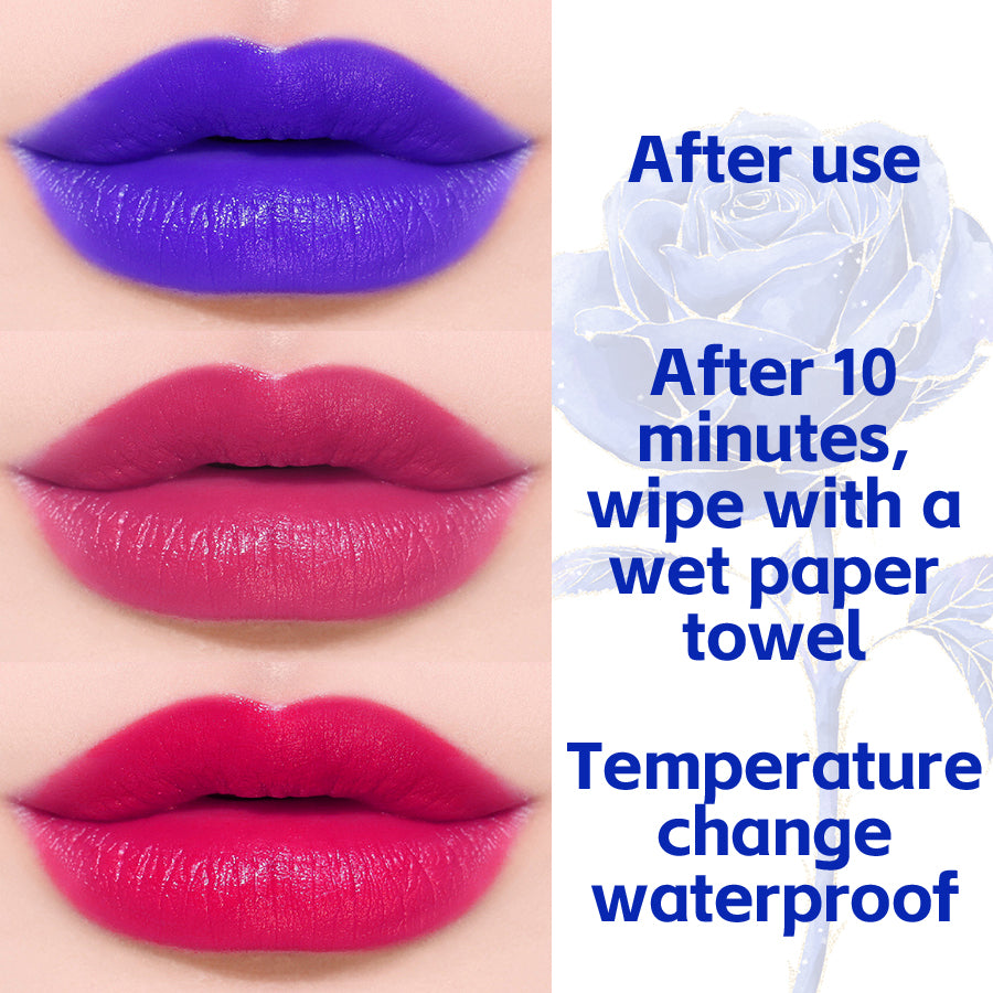 Blue Rose Lipstick Temperature Color Changing, Moisturizing Female Lip Tint, Glossy Makeup Products, Sexy Shiny Lipstick
