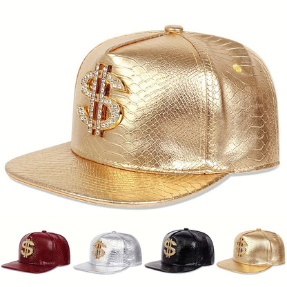 Flat Brim Hip Hop Caps Crocodile Pattern Metal Label Street Dance Fashion Hat Break Dancing Fitted  3