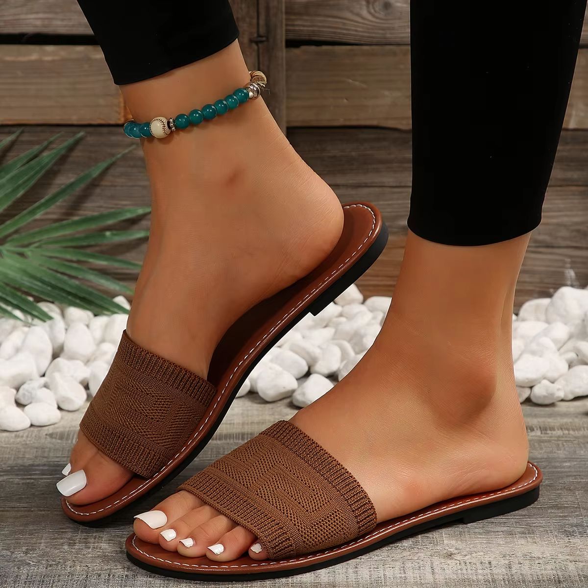 Women's Summer Flat Sandals Luxury Open Toe Non Slip Beach Slides