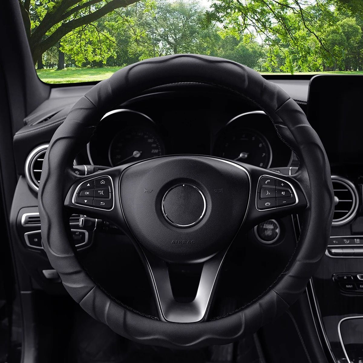 Plush Lambskin Style Sports Car Steering Wheel Cover 2