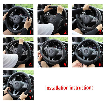 Plush Lambskin Style Sports Car Steering Wheel Cover 5