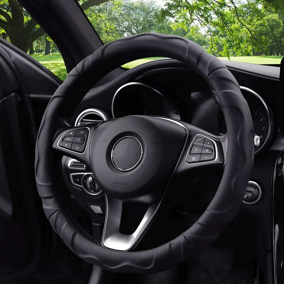 Plush Lambskin Style Sports Car Steering Wheel Cover 6