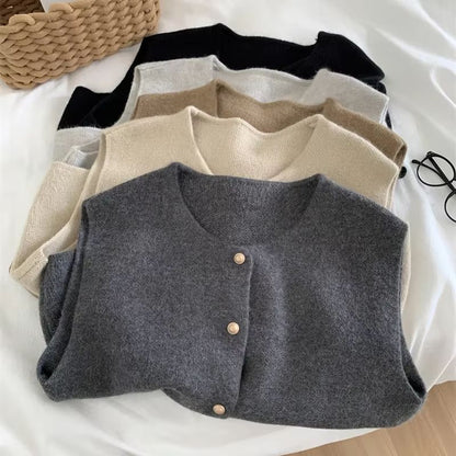 Women's Sleeveless Knitted Cardigan Tank Top Casual Slim Fit