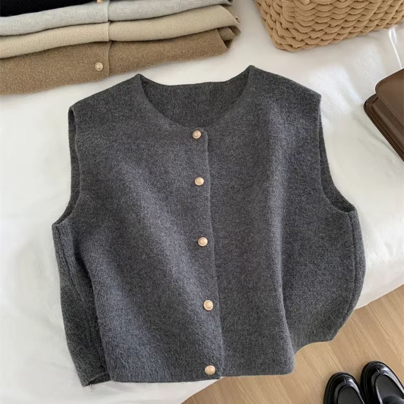 Womens Sleeveless Knitted Cardigan Tank Top Casual Slim Fit 6