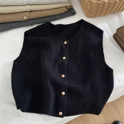 Womens Sleeveless Knitted Cardigan Tank Top Casual Slim Fit 7