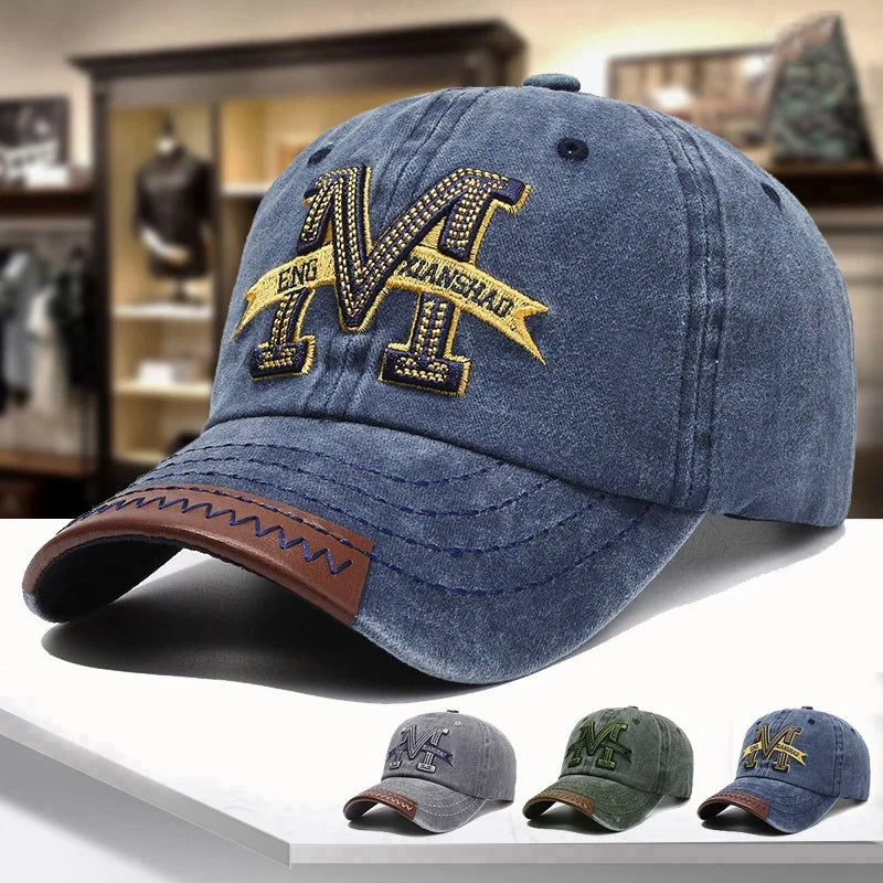 High Quality Baseball Hat Letter M Embroidery Cotton Cap for Men Women, Snapback Gorras, Outdoor Sport Sun Hat