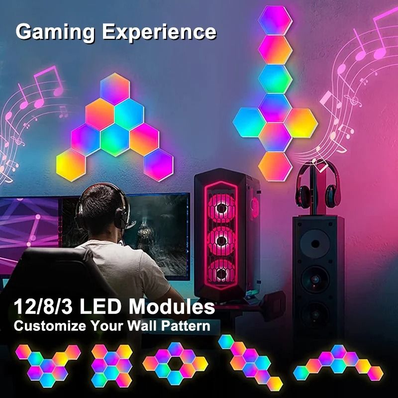 RGB LED Hexagon Light Bluetooth Wall Lamp With APP And Remote Control For Gaming Room And Bedroom 5