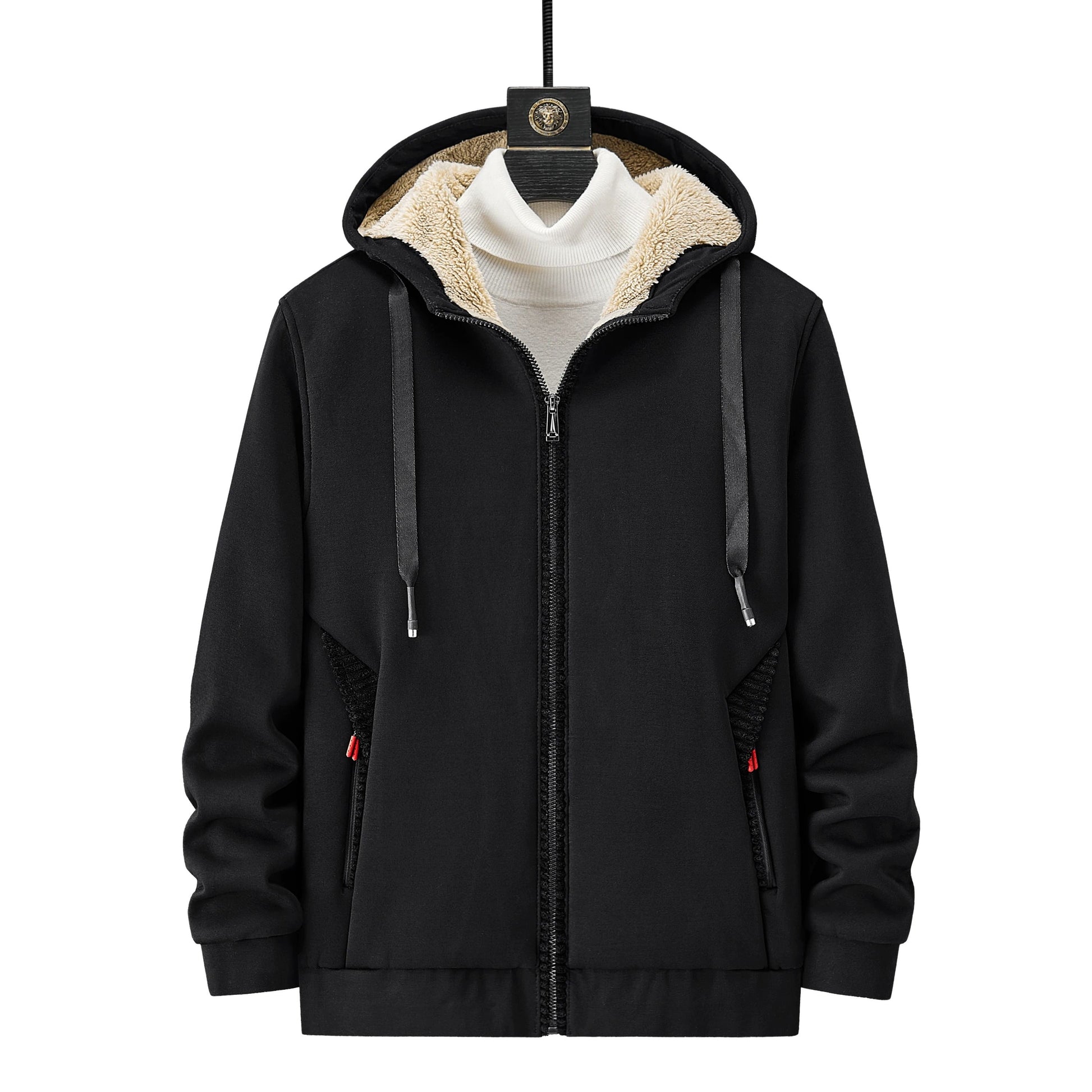 Men Fleece Hoodie Winter Thick Warm Sweatshirt with Zipper and Hooded Cardigan Jacket
