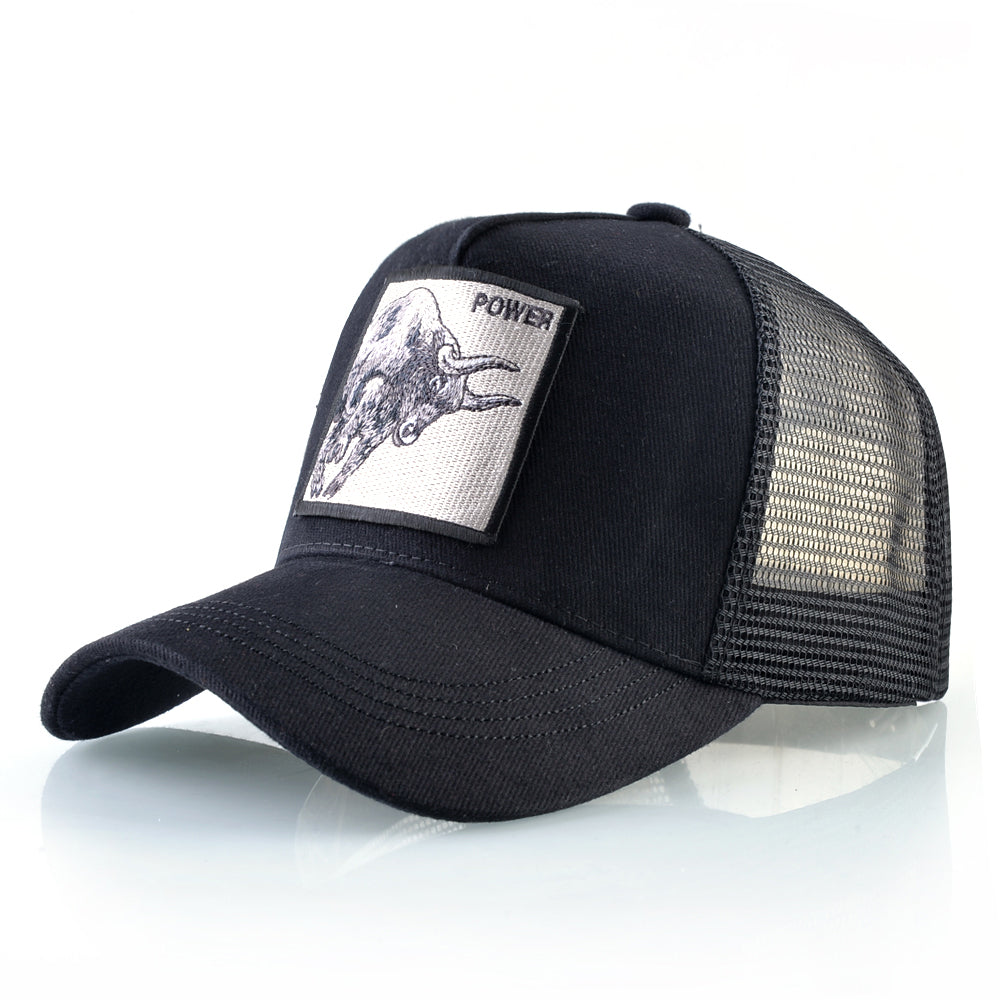 K Baseball Caps Men Snapback Hip Hop Trucker Cap, Bull Patch Embroidery, Four Seasons Breathable Mesh Trucker Hat Women