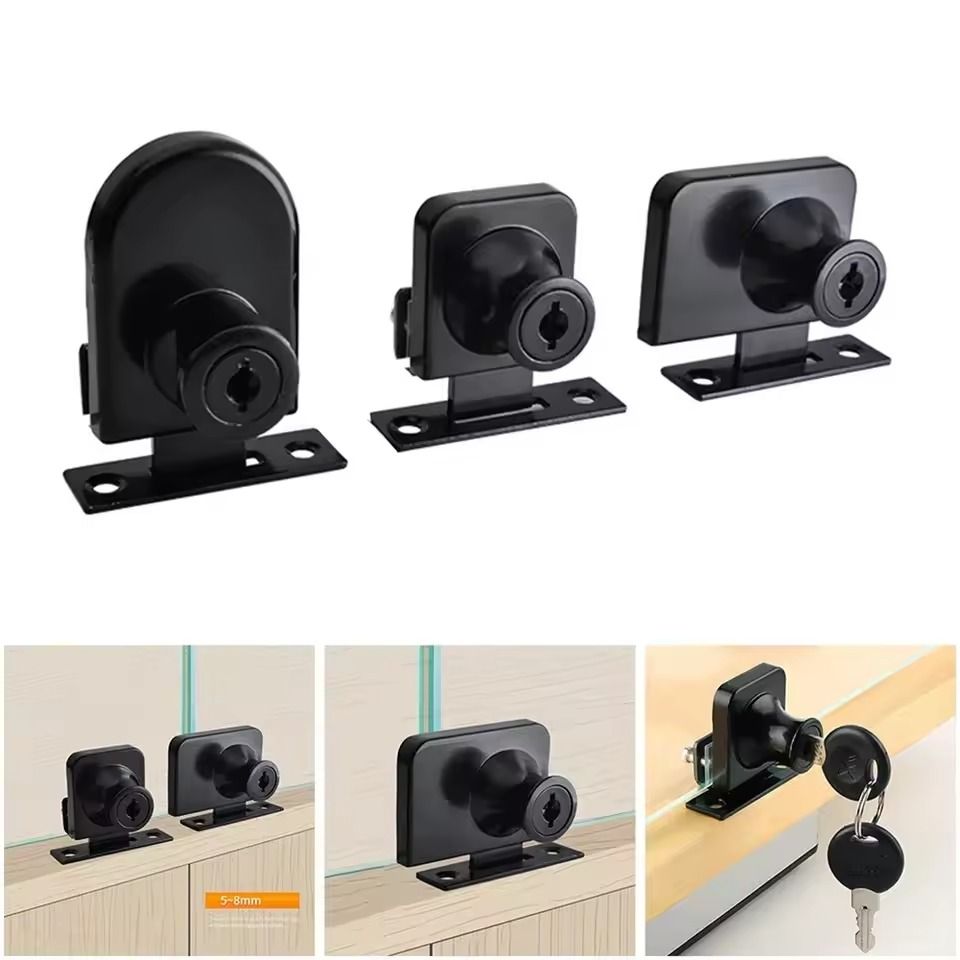 Showcase Lock Display Cabinet Sliding Glass Door Lock with Keys for 5 to 8mm Glass Doors