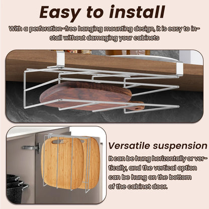 Under Cabinet Stainless Steel Cutting Board And Pot Lid Organizer Rack 3